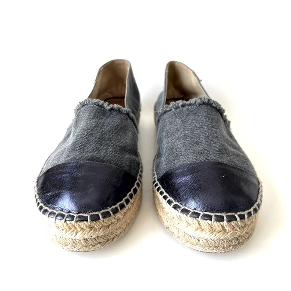 Anthropologie Mint & Rose Amalfi Espadrilles Navy Blue Metallic Cap Toe Size 8 - Picture 9 of 16